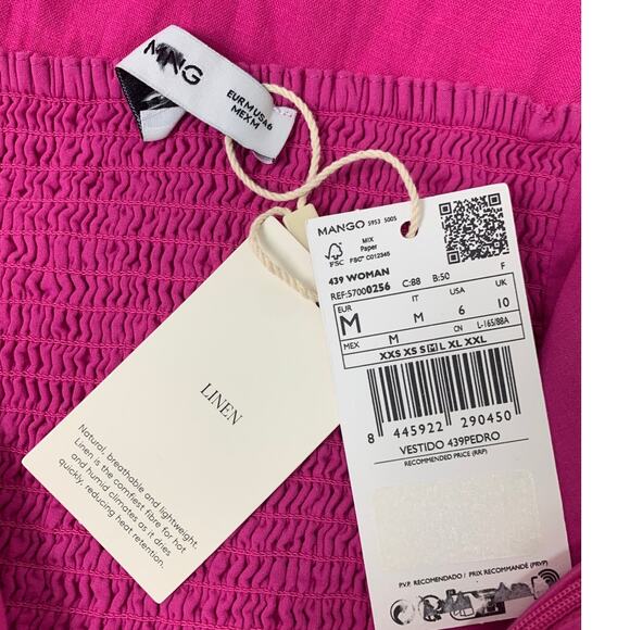 New Mango Womens Size 6 Tied Spaghetti Strap Linen Viscose Blend Sheath Dress - Picture 4 of 5